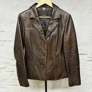 Wilson’s Leather Women’s Jacket Coffee Brown Button Front Nice Feel & Condition